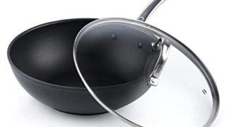 Image for Cooks Standard 02591 Flat Bottom with Lid 11-Inch Hard Anodized Nonstick Wok Stir Fry Pan, Black