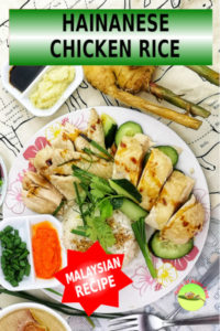 Hainanese chicken rice 海南鸡饭 is the Malaysian/Singapore adaptation of the Wenchang chicken from Hainan province of China. Besides all the recognition received across the globe, serving Hainanese chicken rice is deceptively simple. The chicken is poached in sub-boiling temperature, serve with chili sauce and ginger-garlic sauce, and with flavored rice.