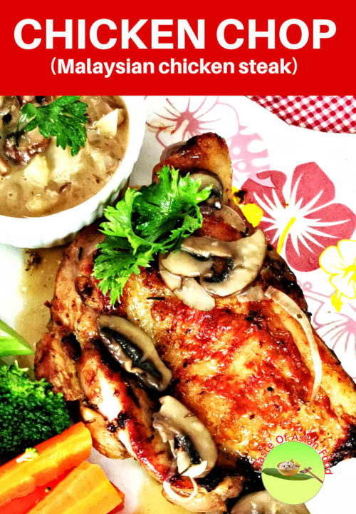 The chicken chop is the Malaysian homegrown western dish. It is partially western because it is either cooked like steak on the grill or deep-fried like KFC chicken. It is also served with a cream sauce.
It is also called chicken sterak.