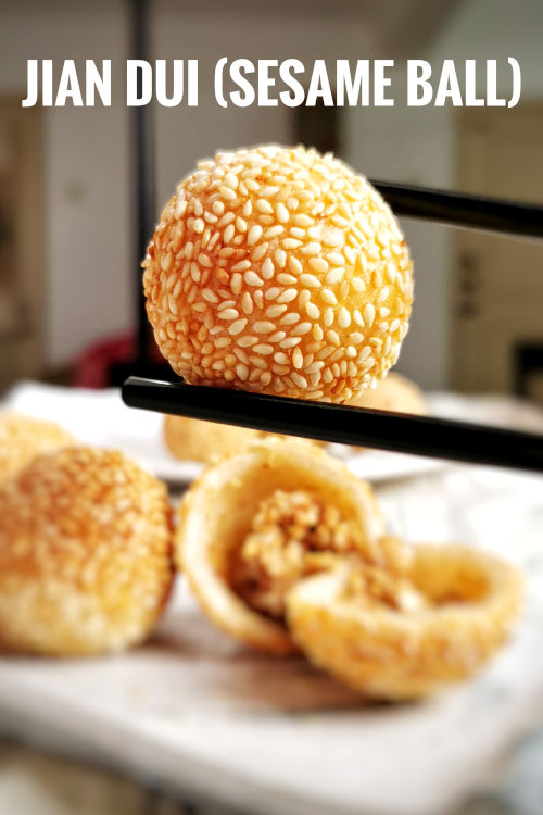 The perfect sesame ball or jian dui , is round and hollow inside