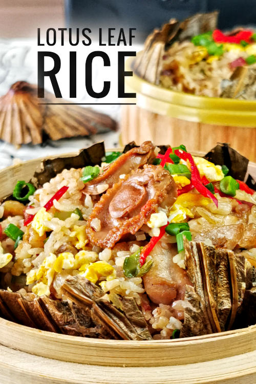 Made Lotus Lef Rice (荷叶飯) as dim sum or for any special occasion. The rice scented with lotus leaf is incredibly delicious, with abalone, dried shrimp, Chinese sausage as the main ingredients.
