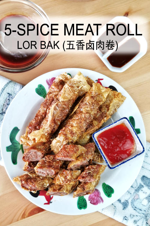 Step-by-step recipe on how to make Lor Bak (五香卤肉卷 / Ngoh Hiang pork roll). Famous Penang street food.