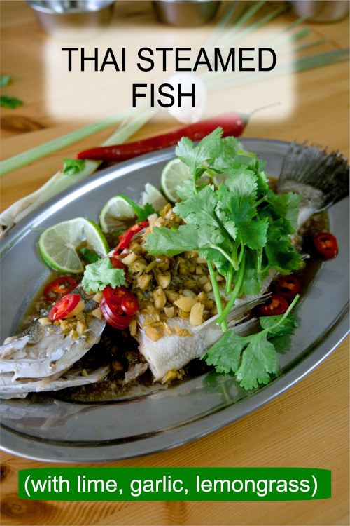 Thai steamed fish recipe with lime, garlic and lemongrass 