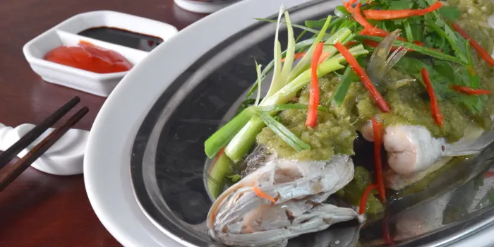Chinese steamed fish with ginger paste