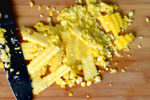 Make chicken and corn soup- cut the corn