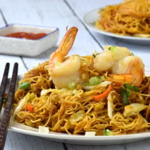Singapore noodles side view 2