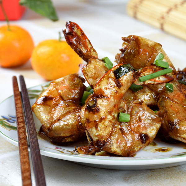 Chinese style pan-fried prawns