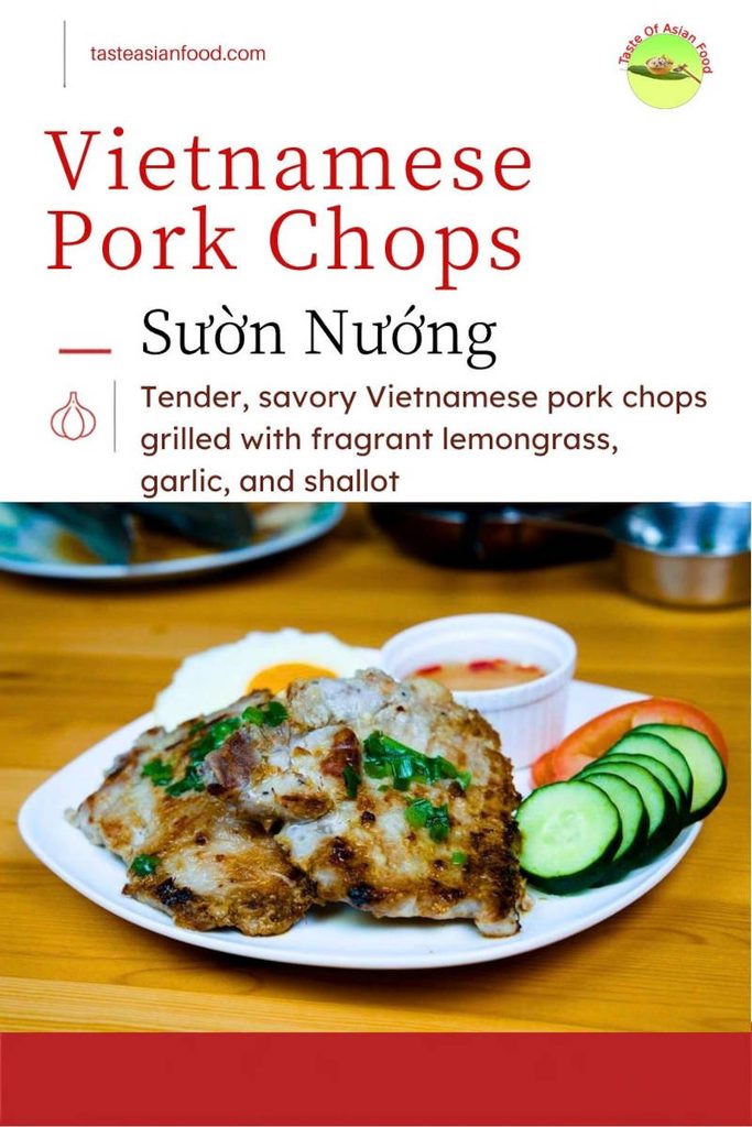 Vietnamese grilled pork chops with lemongrass, garlic and shallot served with rice and Nước Chấm