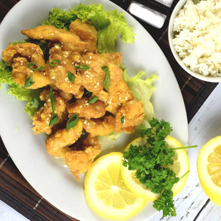Chinese lemon chicken with rice