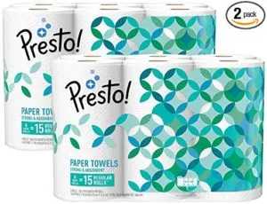 Amazon Brand - Presto! Flex-a-Size Paper Towels, Huge Roll, 12 Count = 30 Regular Rolls