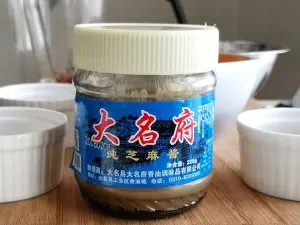 Sesame paste for use in the dan dan noodles recipe.