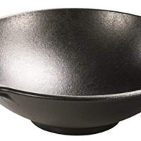 Lodge 14 Inch Cast Iron Wok. Pre-Seasoned Wok with Flattened Bottom for Asian Stir Fry and Sautees