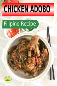 Chicken adobo is the most popular Filipino dish worldwide. It is braised with soy sauce and vinegar and flavor with bay leaves and other herbs. Learn to make it in four simple steps.