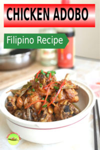 Chicken adobo is the most popular Filipino dish worldwide. It is braised with soy sauce and vinegar and flavor with bay leaves and other herbs. Learn to make it in four simple steps.
