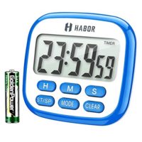 Habor Digital Kitchen Timer Large, Strong Magnet Back, Loud Alarm, Memory Function 12-Hour Display Clock, Count-Up & Count Down for Cooking Baking Sports Games Office