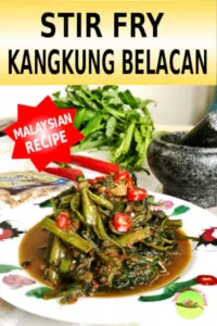Stir fry kangkung with belacan is an authentic home cook food for the Malaysian. It’s so well accepted that it has to assimilate into the cooking culture of different ethnic groups.