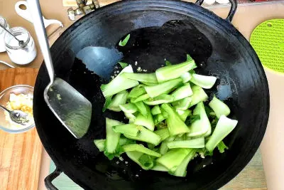 Stir fry Chinese vegetables - cook the stalks