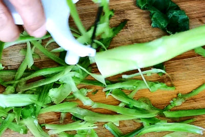 Stir fry Chinese vegetables - peel off the surface