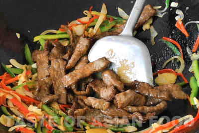 Hunan beef - add the beef
