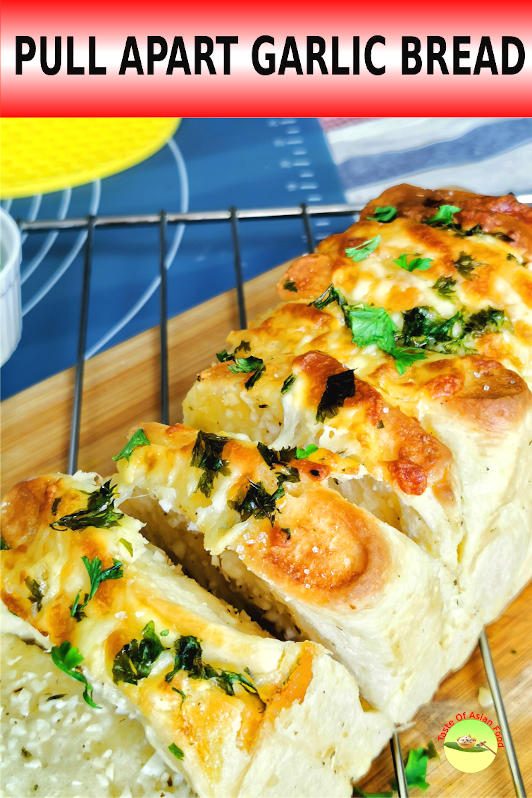 Pull apart garlic bread with an incredible texture that can hand-peel into paper-thin layers.  It is an Asian style bread with cheese topping.