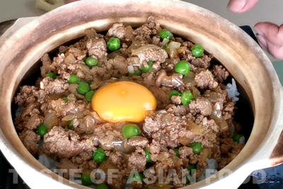 ground beef rice - add egg