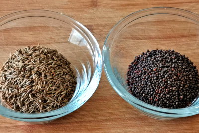 cumin seeds and mustard seeds