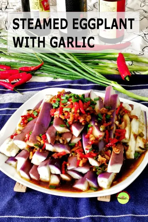 Steamed eggplant with garlic sauce - Healthy, quick and easy recipe.