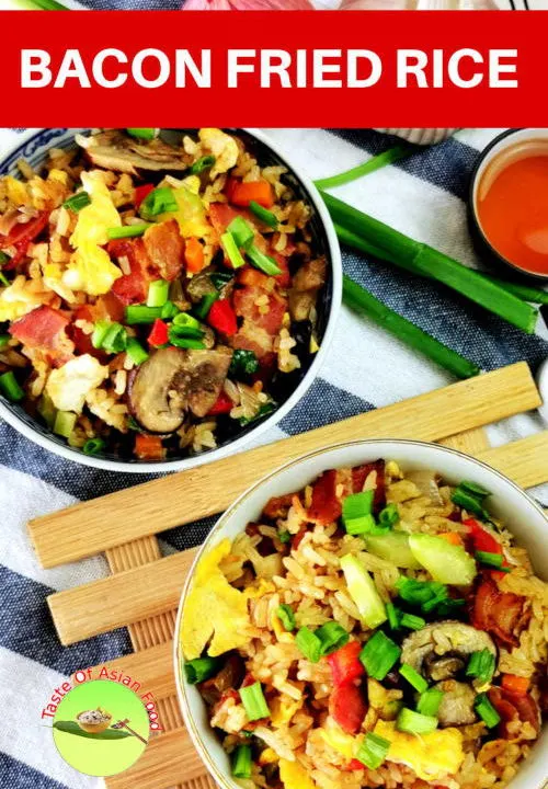 If you are bored eating the regular egg fried rice, try this bacon and mushroom fried rice.  If you are bored eating the regular egg fried rice, try this bacon and mushroom fried rice. 