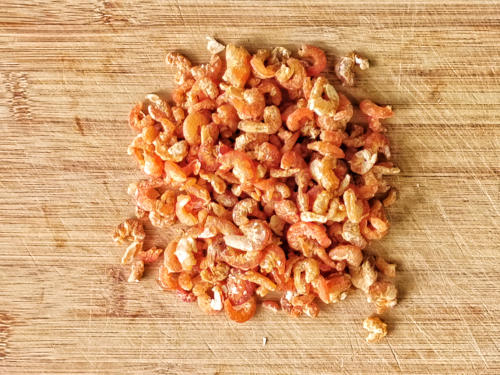 Dried shrimp is packed with umami, just like scallops, but with its distinct flavor. Again, you need to soak it before use, but the time required is shorter than dried scallop.