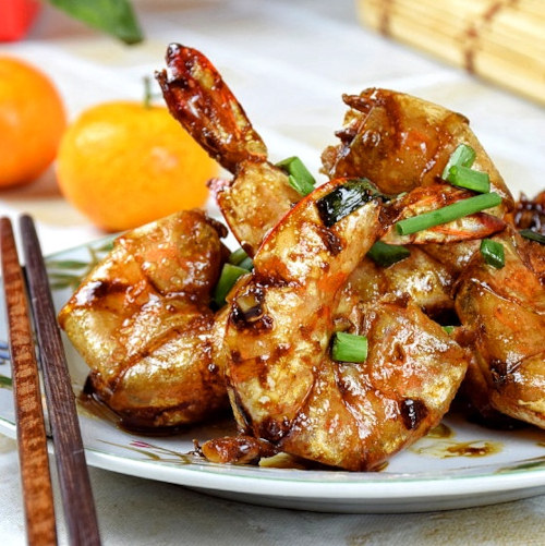 pan fried shrimp for Chinese new year
