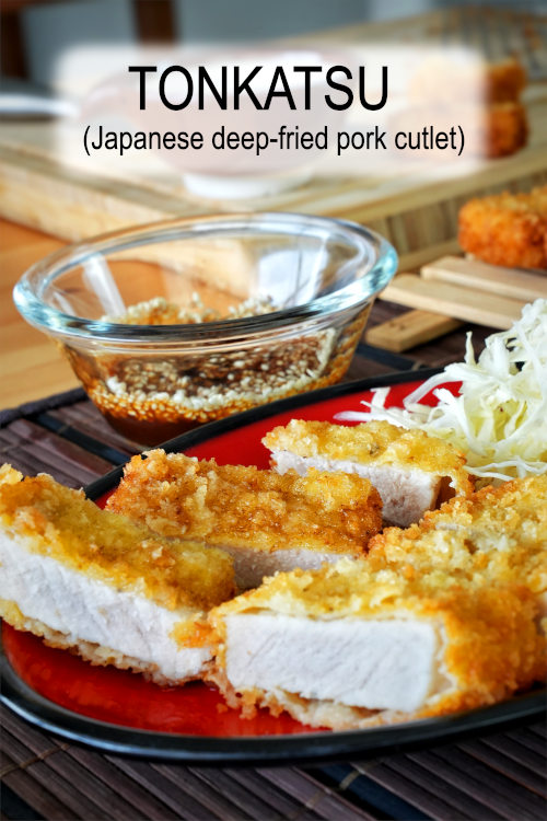 Make tonkatsu (Japanese pork cutlets) and serve with Tonkatsu sauce. Simple recipe. Deep-fry until crispy and golden.