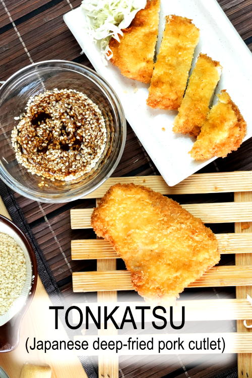 Make tonkatsu (Japanese pork cutlets) and serve with Tonkatsu sauce. Simple recipe. Deep-fry until crispy and golden.