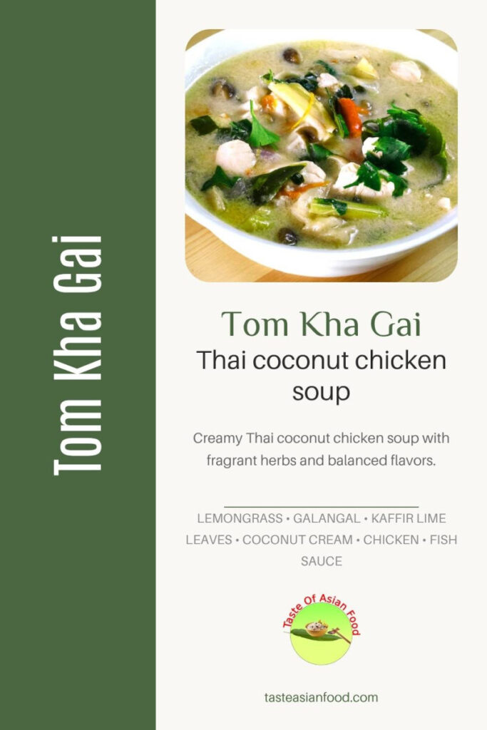 Creamy Thai coconut chicken soup with mushrooms, chicken slices, and aromatic Thai ingredients
