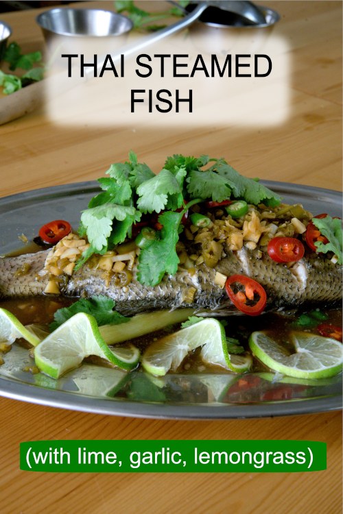 Thai steamed fish recipe with lime, garlic and lemongrass 