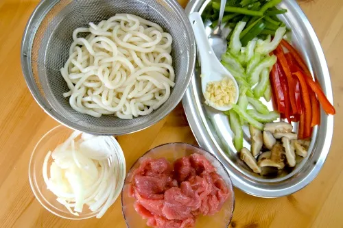Stir-fry udon recipe- the ingredients
