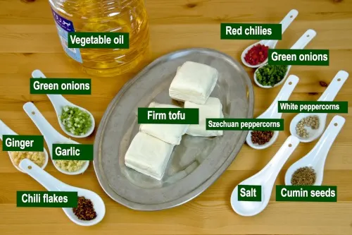 Ingredients required for salt and pepper tofu