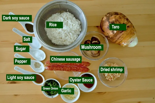 Ingridenta for Taro rice recipe