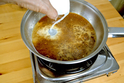 Thicken the sauce with cornstarch slurry