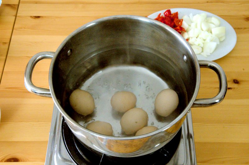 prepare the hard-boiled eggs
