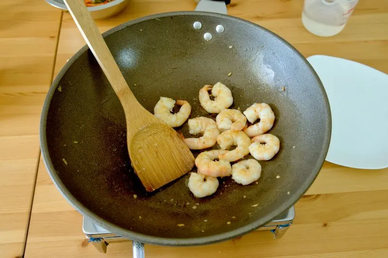 stir fry the shrimp  until golden brown for Cashew shrimp recipe