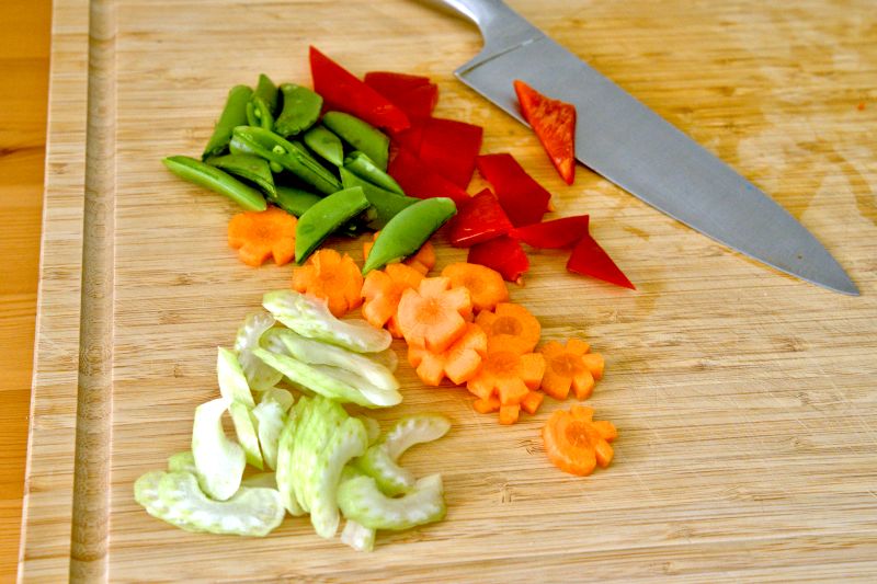 Cut the vegetables into bite-sized pieces