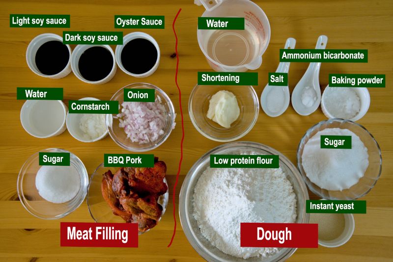 Ingredients for making char siu bao