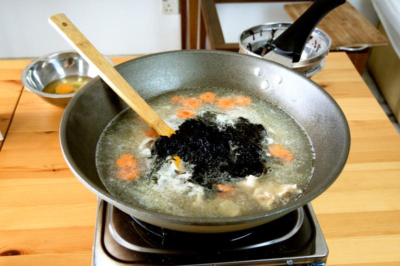 Add the remaining ingredients to make the egg drop soup