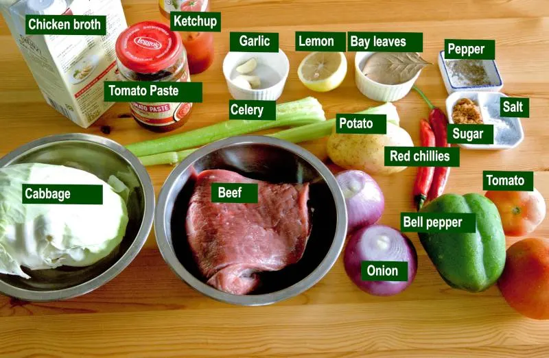 Ingredients required for the Hong Kong Borscht Soup