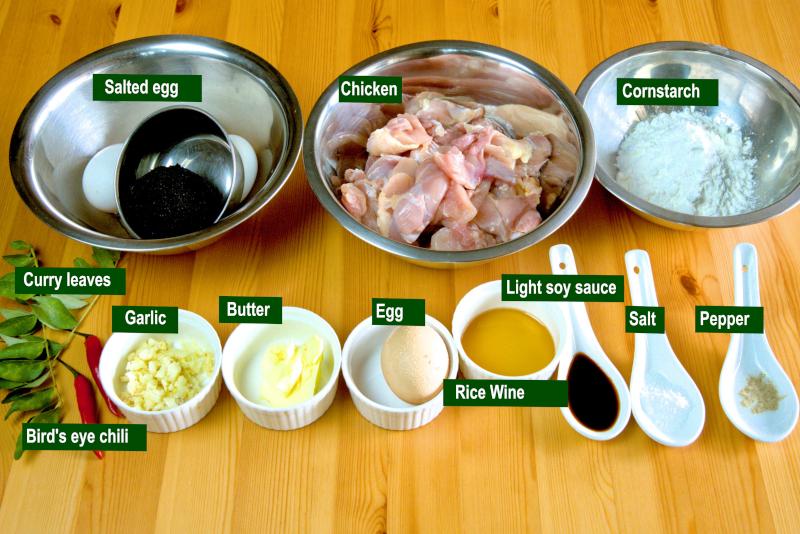 The main ingredients for salted duck egg chicken