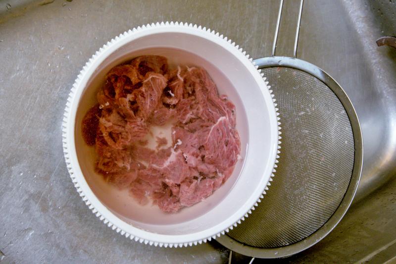 rinse the beef thoroughtly to remve the baking soda