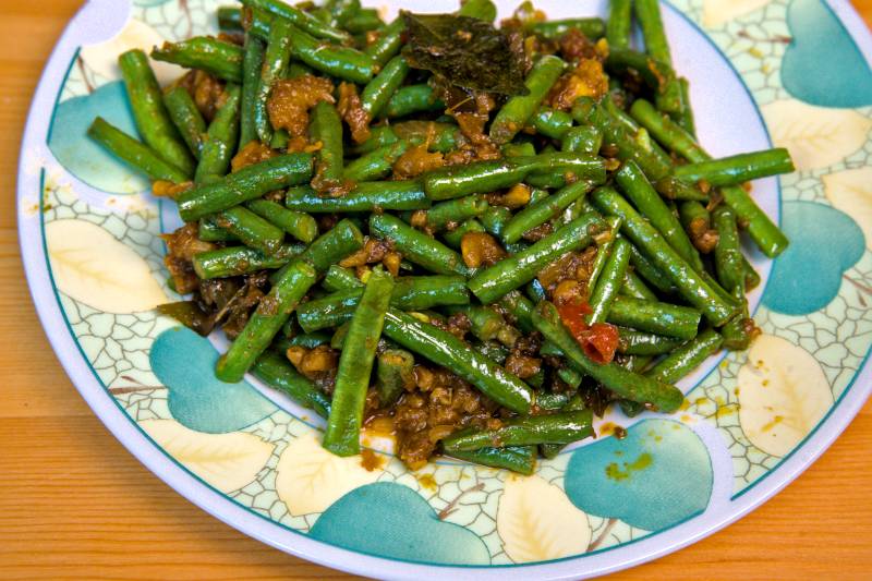 Long bean with the sauce