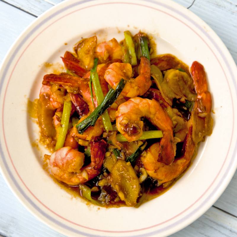 Ginger garllic shrimp stir-fry