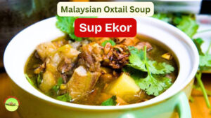 Malaysian Sup Ekor oxtail soup with clear broth, tender meat, and aromatic spices served in a bowl