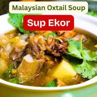 Malaysian Sup Ekor oxtail soup with clear broth, tender meat, and aromatic spices served in a bowl